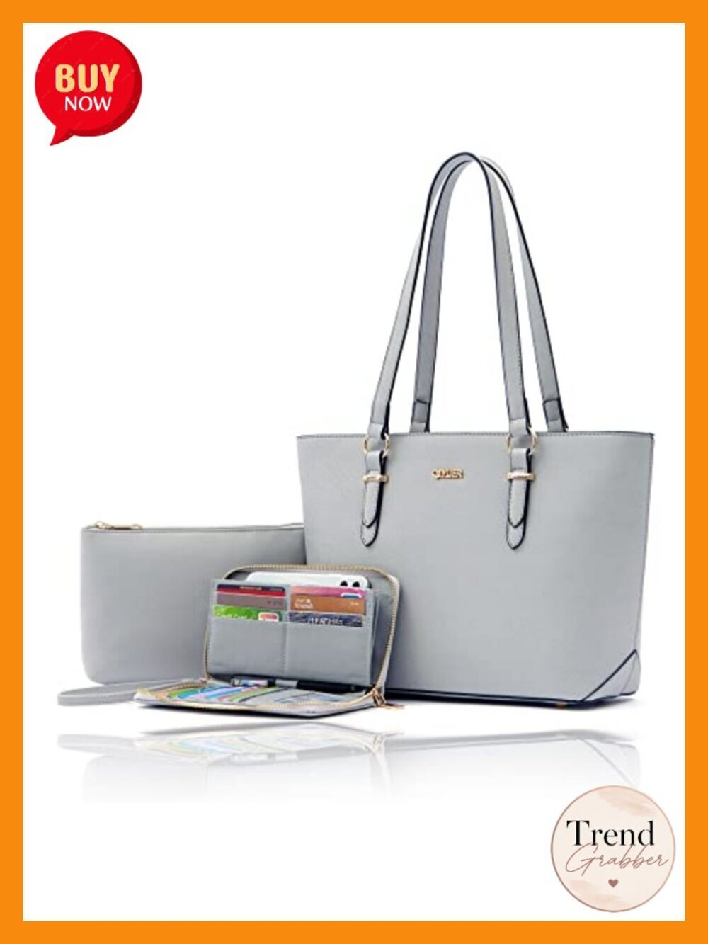 Vegan PU Tote Handbag Set with RFID Wallet, Fits 13" Tablet, Spacious Work